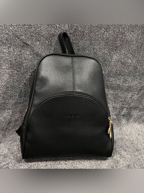 Nevenka brand casual PU leather backpack purse with gold zipper details